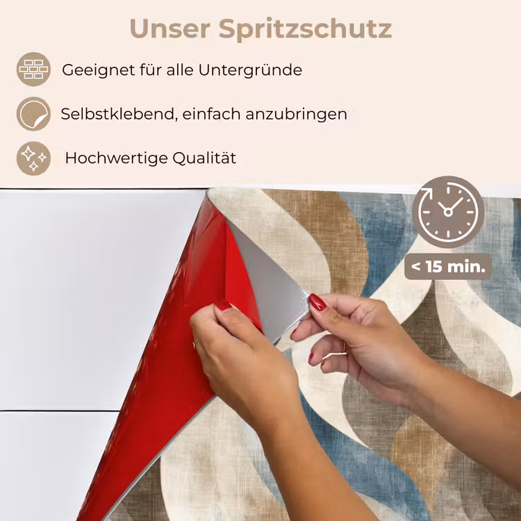 Abstract - Golven - Kleurrijk keuken achterwand spatscherm klein 900 -spatscherm_DE