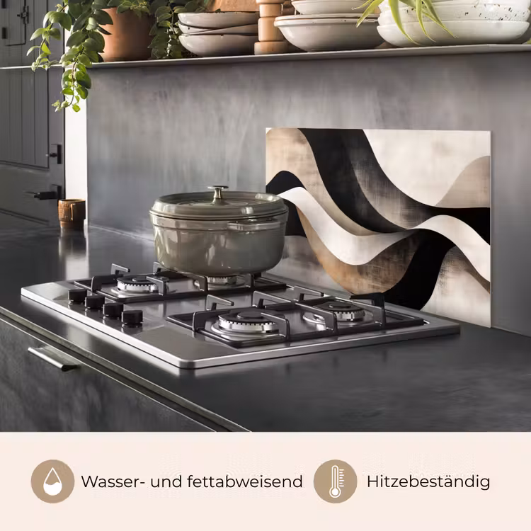 Abstract - Golven - Zwart - Verweerd keuken achterwand spatscherm klein -usp_DE
