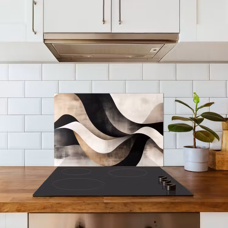 Abstract - Golven - Zwart - Verweerd keuken achterwand spatscherm klein -sfeer2