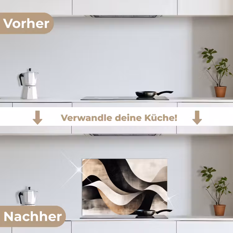 Abstract - Golven - Zwart - Verweerd keuken achterwand spatscherm klein -voor_na_DE