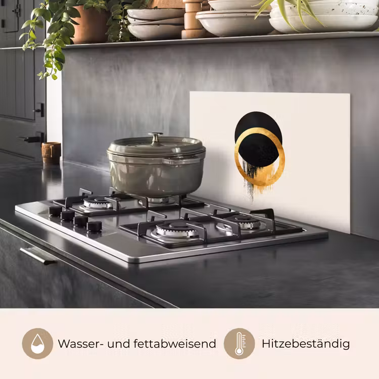 Abstract ontwerp - Zwarte cirkel - Verfvlekken keuken achterwand spatscherm klein -usp_DE