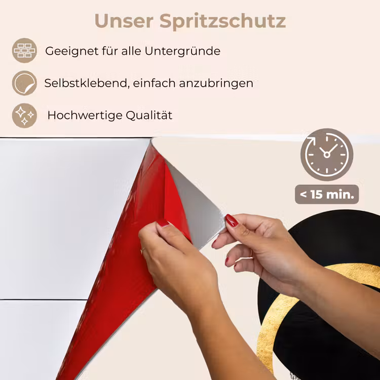 Abstract ontwerp - Zwarte cirkel - Verfvlekken keuken achterwand spatscherm klein -spatscherm_DE