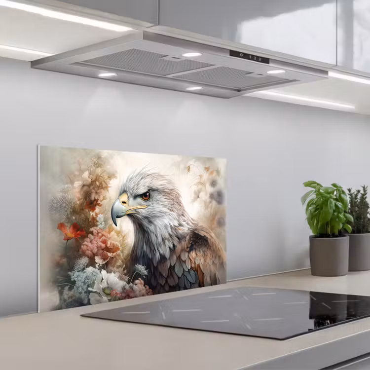Arend - Adelaar - Vogel - Bloemen - Natuur keuken achterwand spatscherm klein -3d_schuin