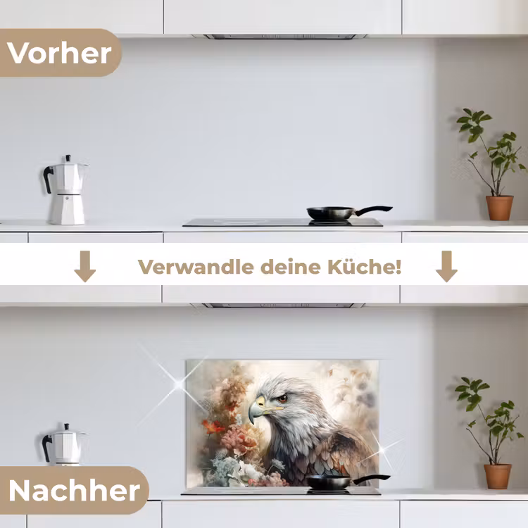 Arend - Adelaar - Vogel - Bloemen - Natuur keuken achterwand spatscherm klein -voor_na_DE