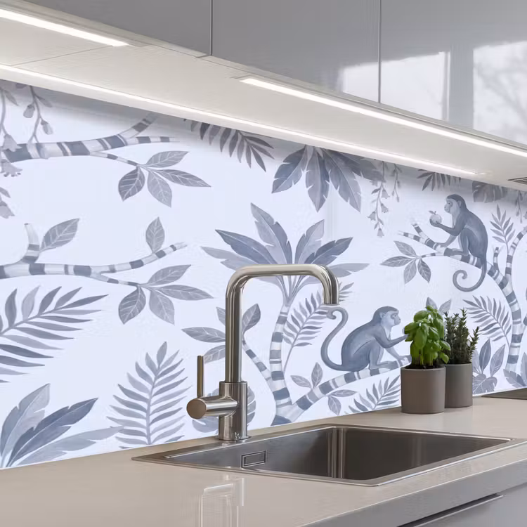 Aap - Boom - Bladeren - Jungle - Illustratie keuken achterwand 2 middel -3d_schuin