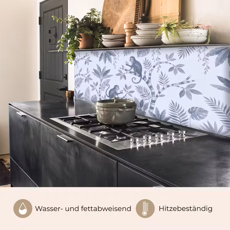 Aap - Boom - Bladeren - Jungle - Illustratie keuken achterwand 2 middel -usp_DE