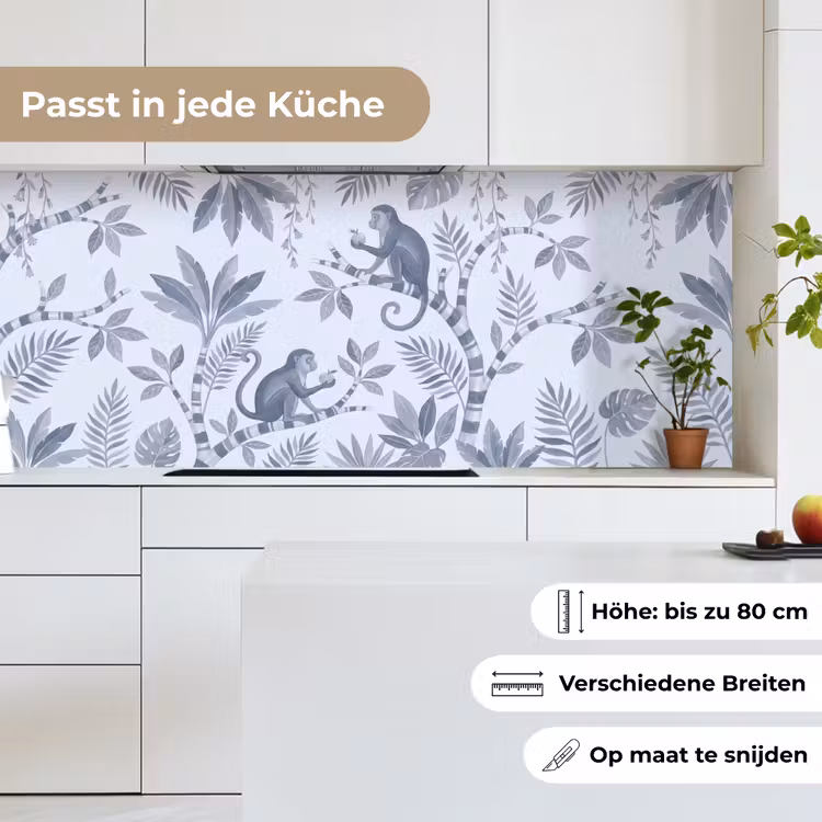 Aap - Boom - Bladeren - Jungle - Illustratie keuken achterwand 2 middel -sfeer4_DE