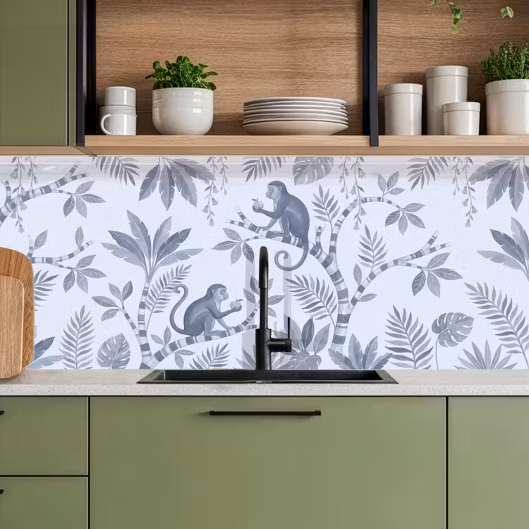 Aap - Boom - Bladeren - Jungle - Illustratie keuken achterwand 2 middel -sfeer3