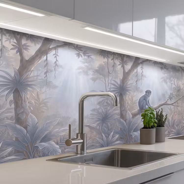 Aap - Boom - Jungle - Natuur - Grijs keuken achterwand 2 middel -3d_schuin