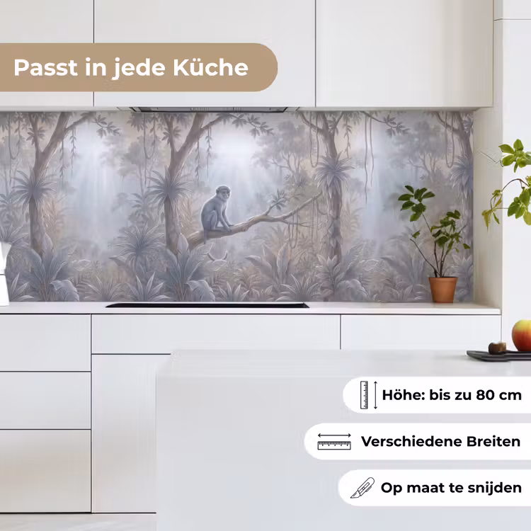 Aap - Boom - Jungle - Natuur - Grijs keuken achterwand 2 middel -sfeer4_DE