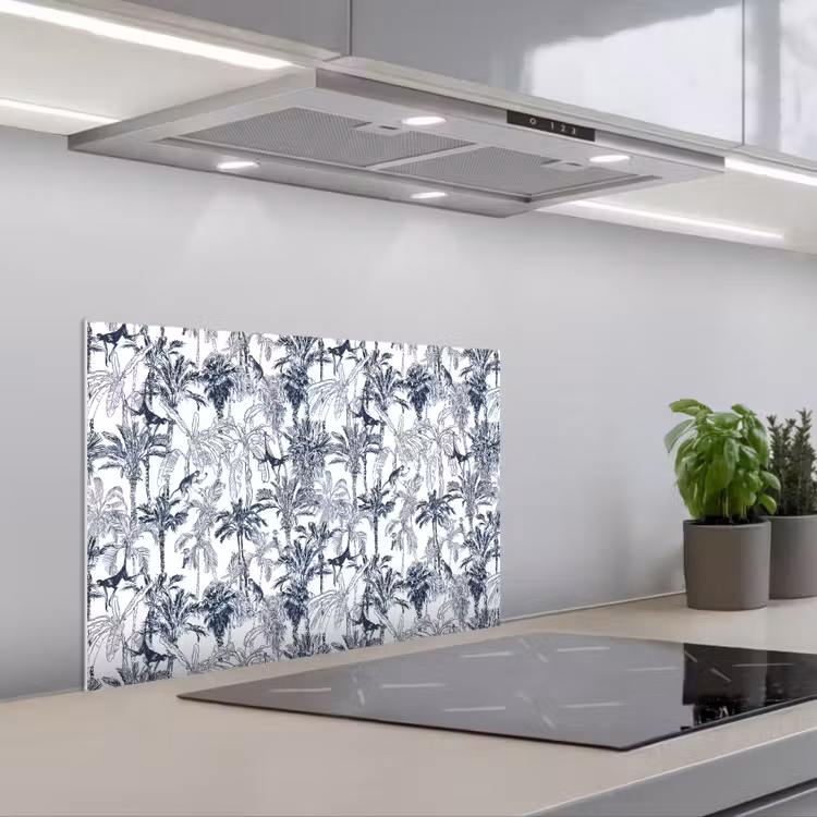 Aap - Jungle - Blauw keuken achterwand spatscherm klein 900 -3d_schuin