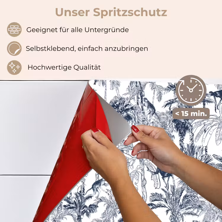 Aap - Jungle - Blauw keuken achterwand spatscherm klein 900 -spatscherm_DE