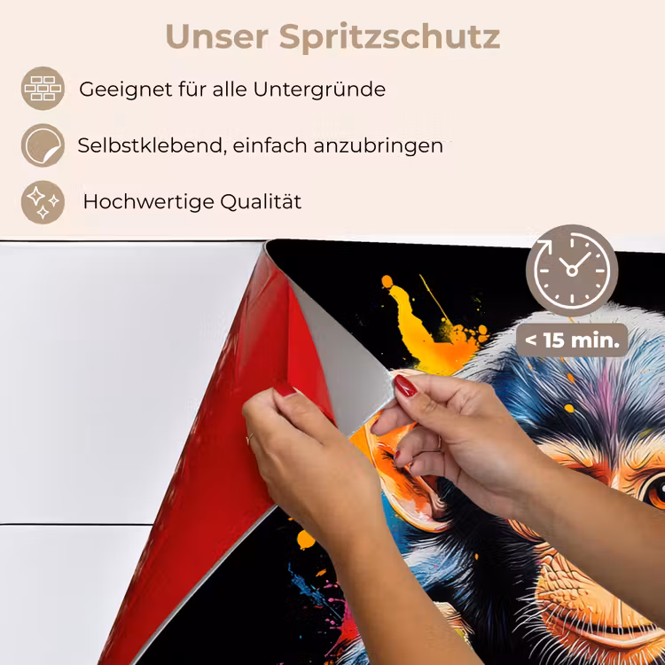Aap - Graffiti - Kleurrijk - Bananen - Modern keuken achterwand spatscherm klein -spatscherm_DE