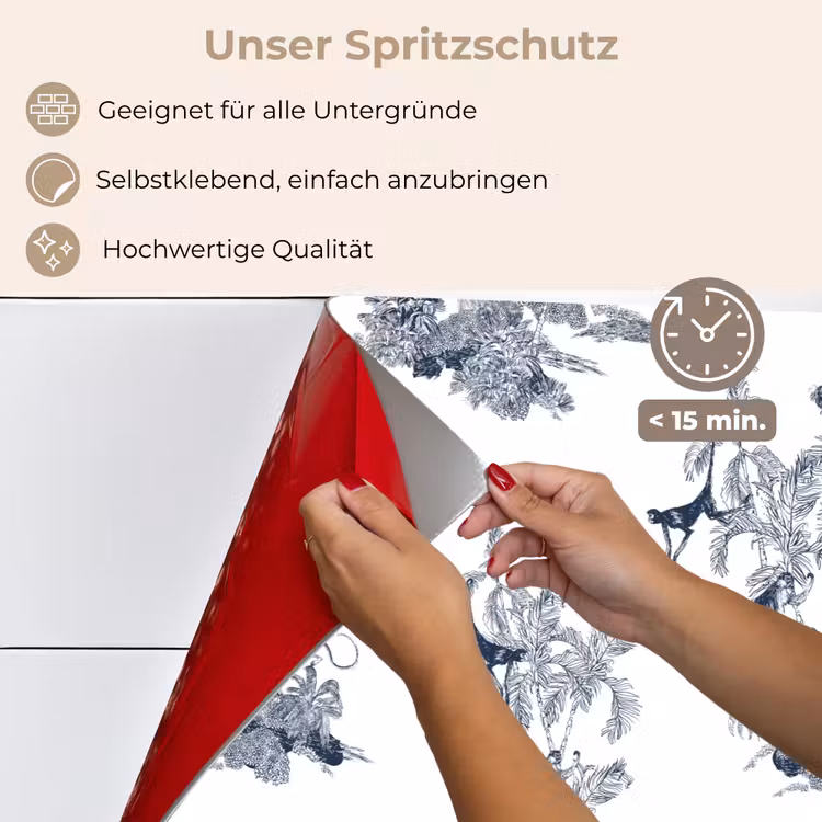 Aap - Palmboom - Blauw keuken achterwand spatscherm klein 900 -spatscherm_DE