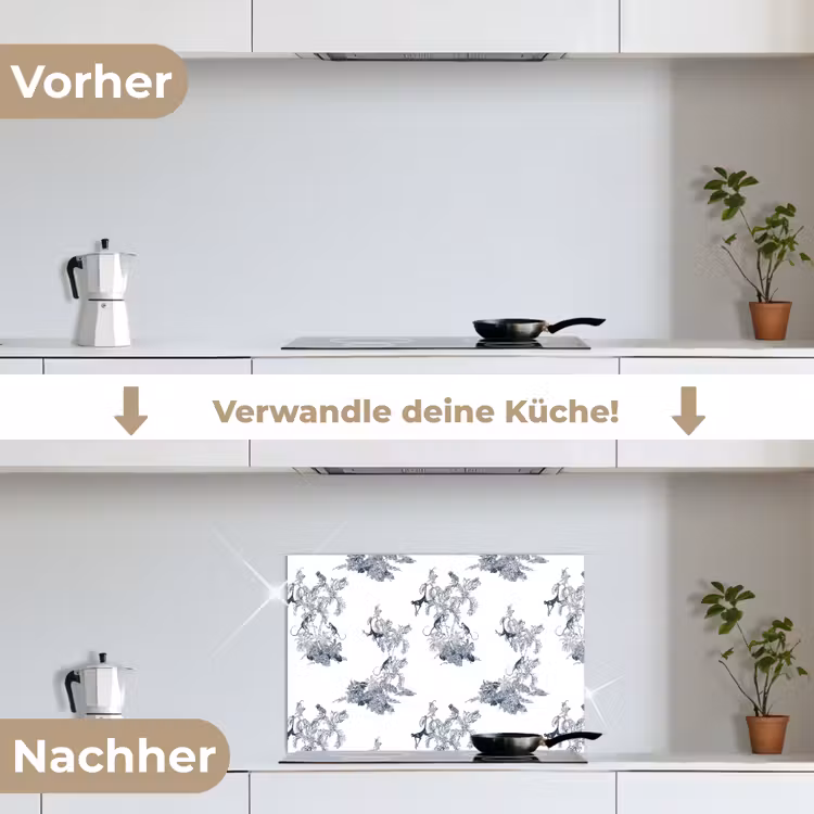 Aap - Palmboom - Blauw keuken achterwand spatscherm klein 900 -voor_na_DE
