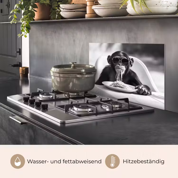Aap - Spaghetti - Zonnebril - Zwart wit - Cool - Dier keuken achterwand spatscherm klein -usp_DE