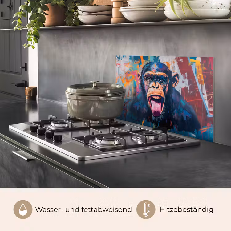 Aap - Tong - Abstract - Zwart keuken achterwand spatscherm klein -usp_DE