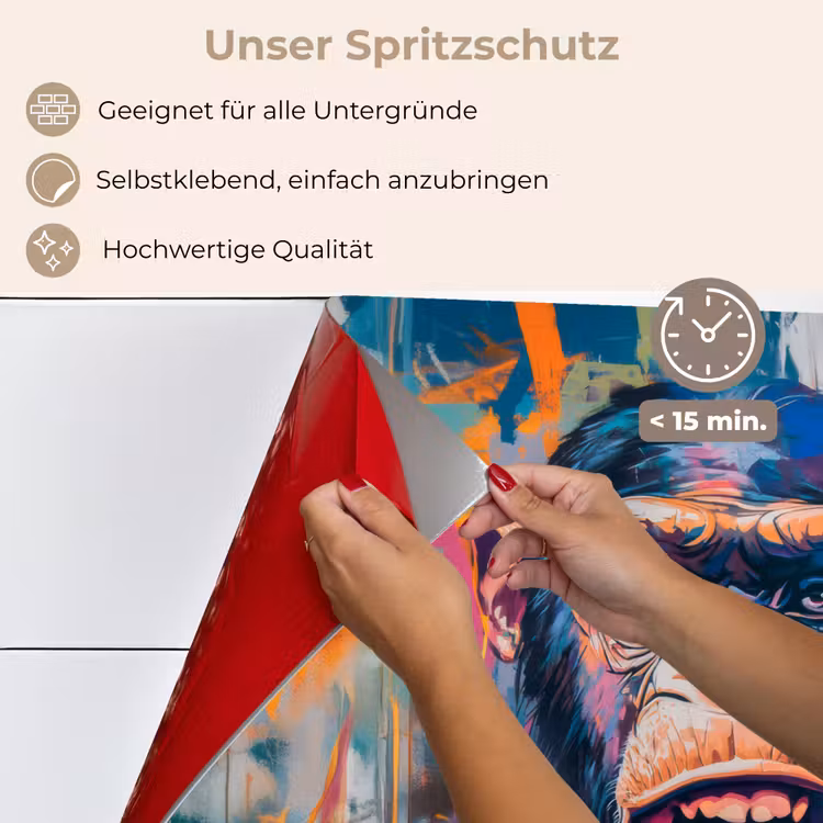 Aap - Tong - Abstract - Zwart keuken achterwand spatscherm klein -spatscherm_DE
