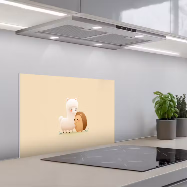 Alpaca - Egel - Bruin - Knuffelen keuken achterwand spatscherm klein -3d_schuin