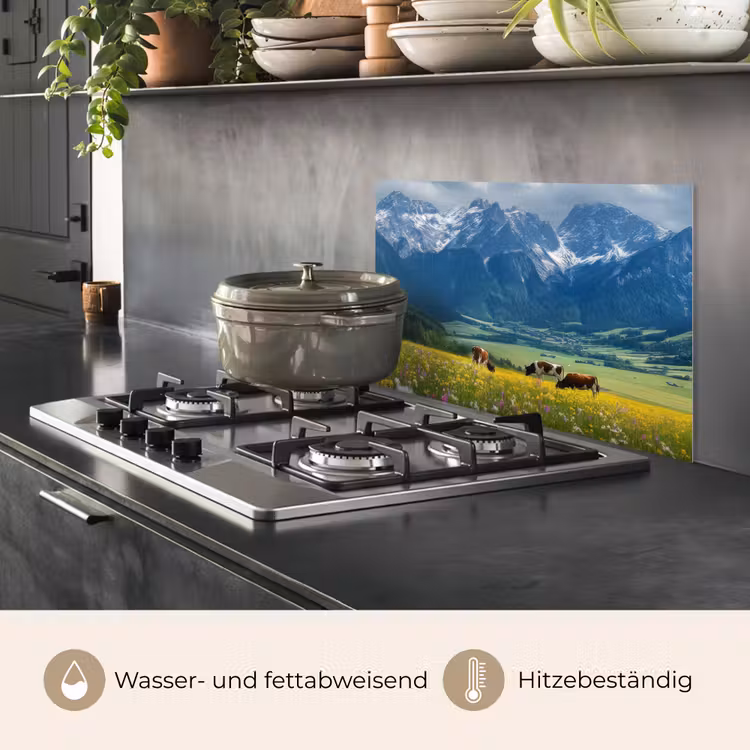 Alpen - Weide - Bergen - Koeien keuken achterwand spatscherm klein -usp_DE
