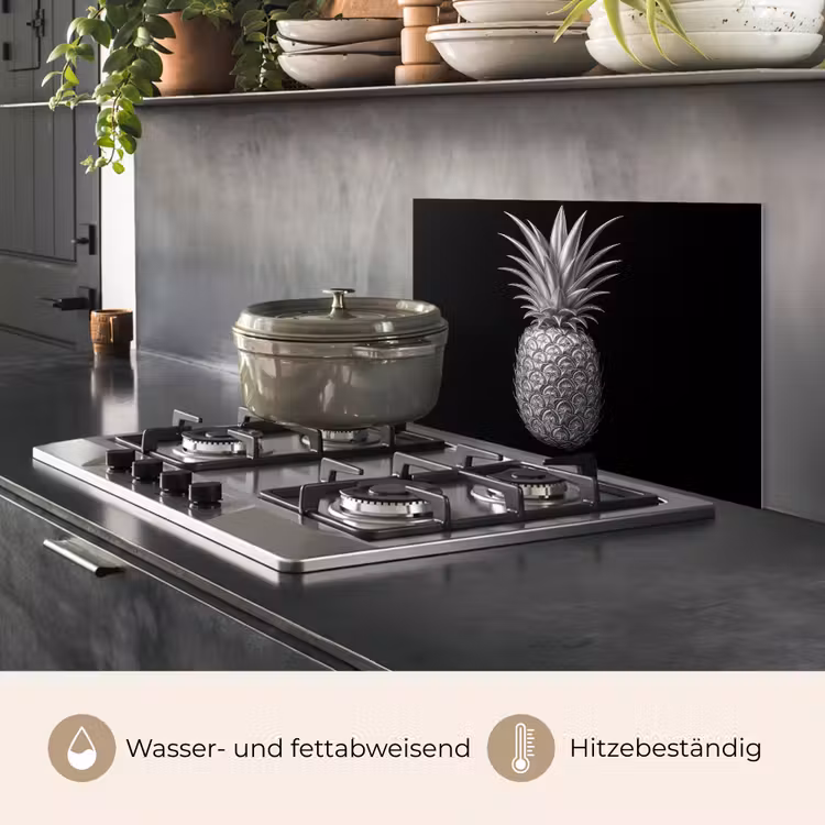 Ananas - Gedetailleerd - Bladeren keuken achterwand spatscherm klein -usp_DE