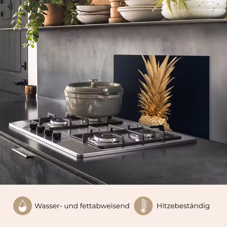 Ananas - Goud - Verf - Zwart - Fruit - Luxe keuken achterwand spatscherm klein -usp_DE