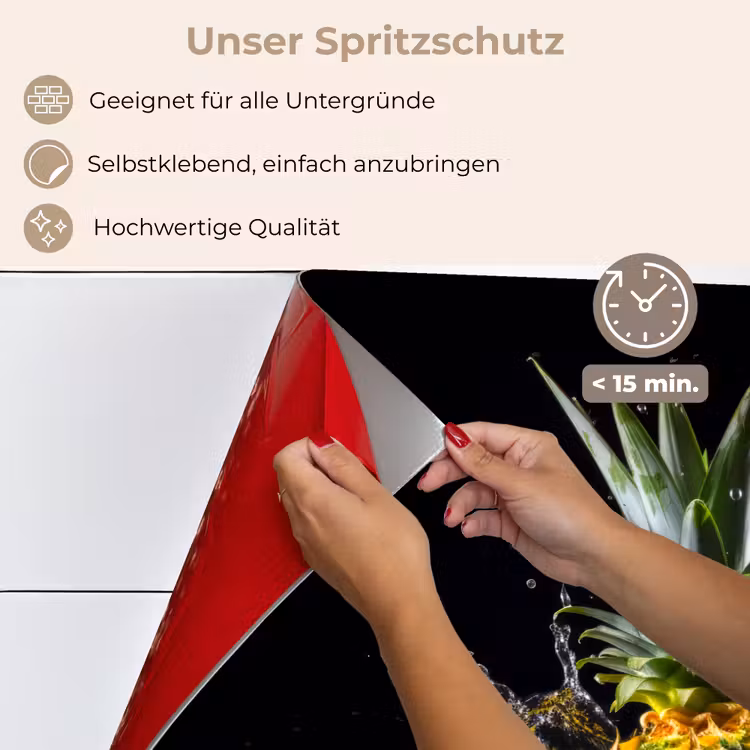 Ananas - Fruit - Water - Planten - Zwart keuken achterwand spatscherm klein -spatscherm_DE