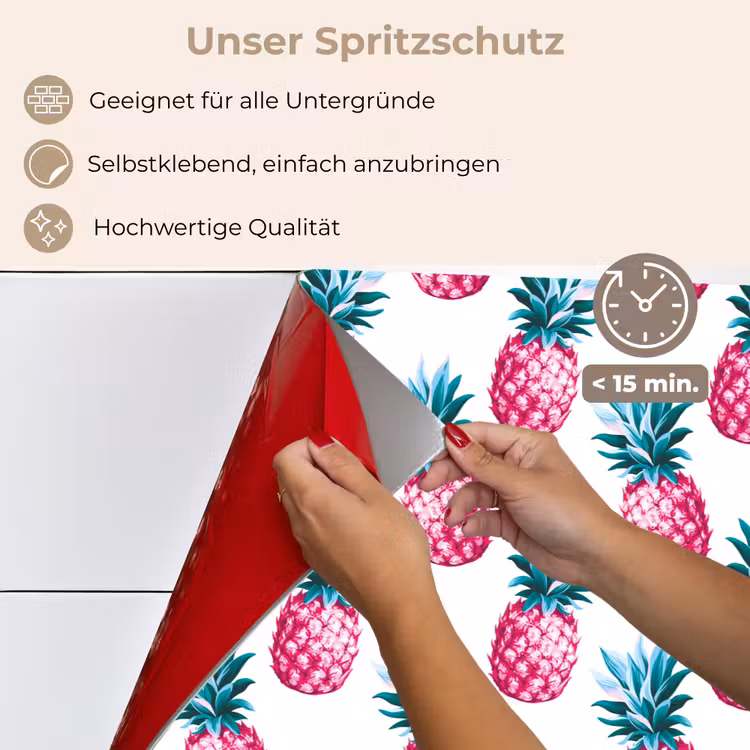 Ananas - Roze - Wit keuken achterwand spatscherm klein 900 -spatscherm_DE