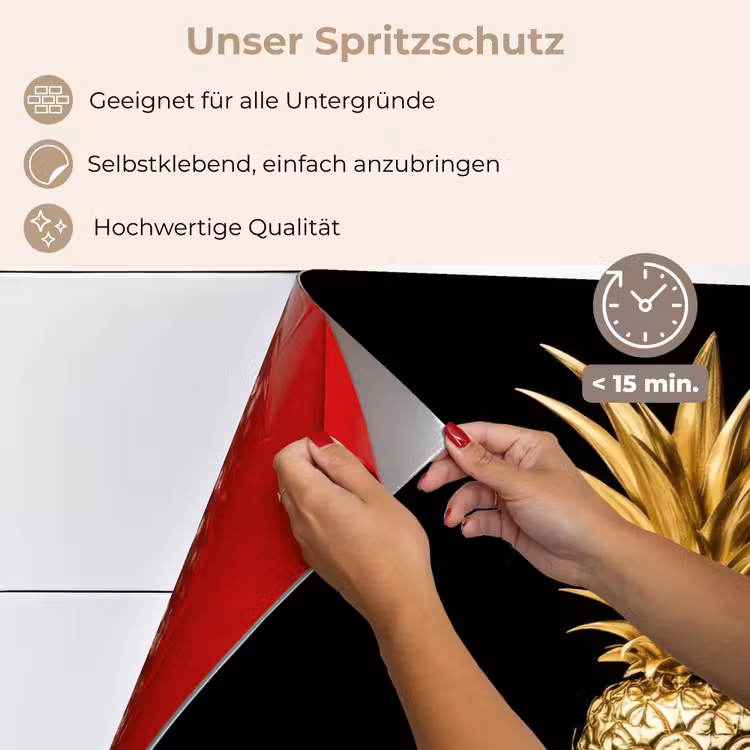 Ananas - Zwart - Goud - Luxe keuken achterwand spatscherm klein -spatscherm_DE