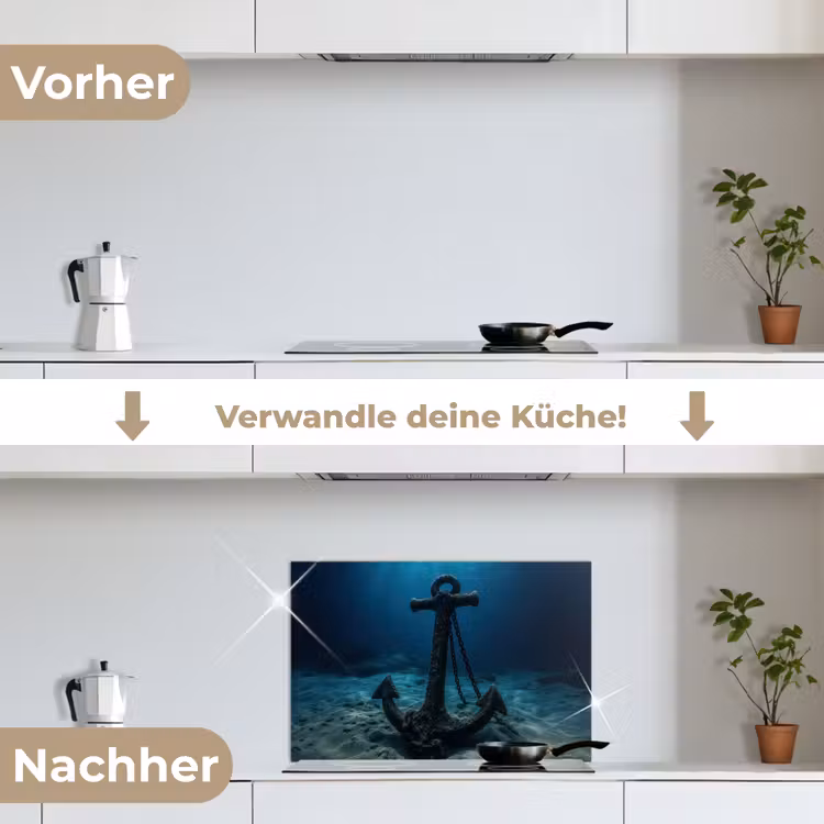 Anker - Ijzer - Zeebodem - Zand keuken achterwand spatscherm klein -voor_na_DE
