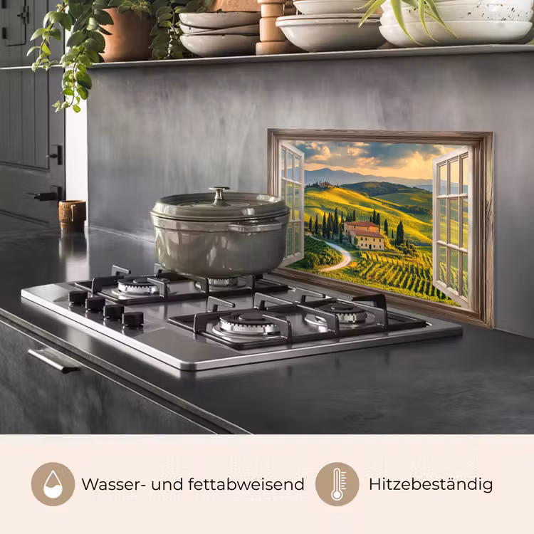 Doorkijk - Toscane - Uitzicht - Landschap - Zomer keuken achterwand spatscherm klein -usp_DE