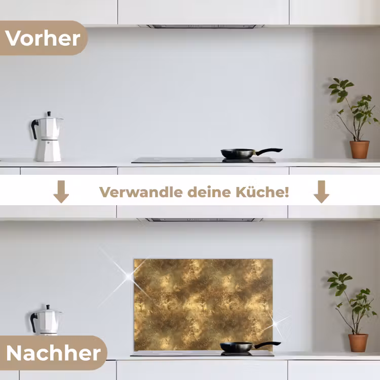 Antiek - Metaallook - Goud keuken achterwand spatscherm klein 900 -voor_na_DE