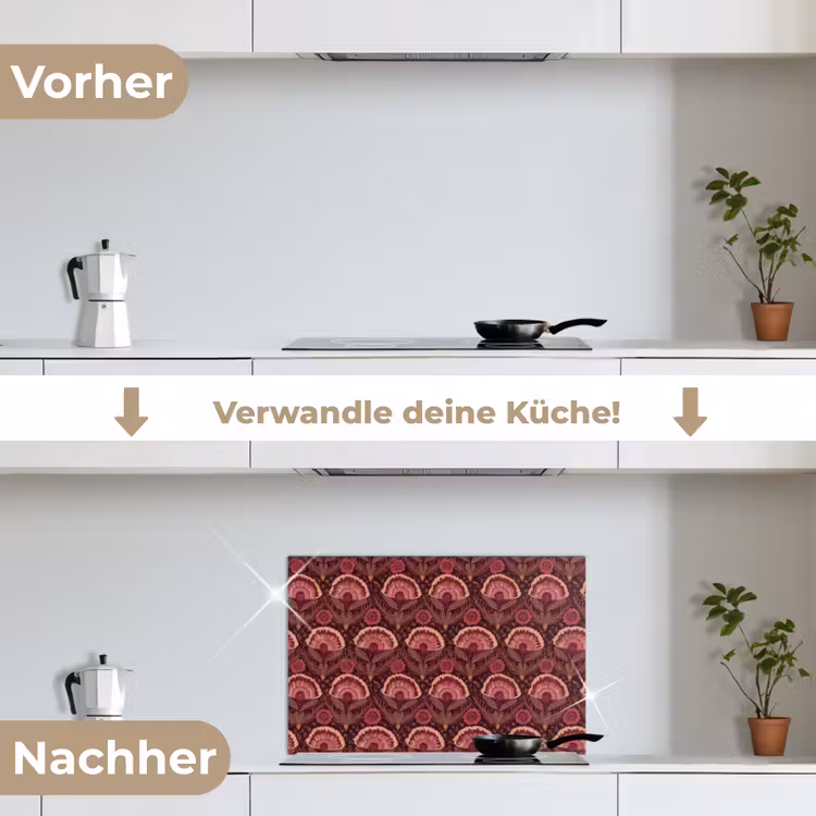 Antiek - Bloemen - Kleurrijk keuken achterwand spatscherm klein 900 -voor_na_DE