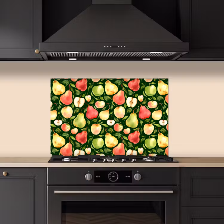 Appels - Peren - Fruit - Groen keuken achterwand spatscherm klein 900 -sfeer1