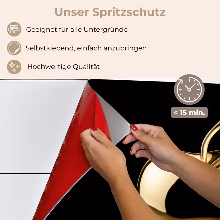 Appel - Goud - Chrome - Zwart keuken achterwand spatscherm klein -spatscherm_DE