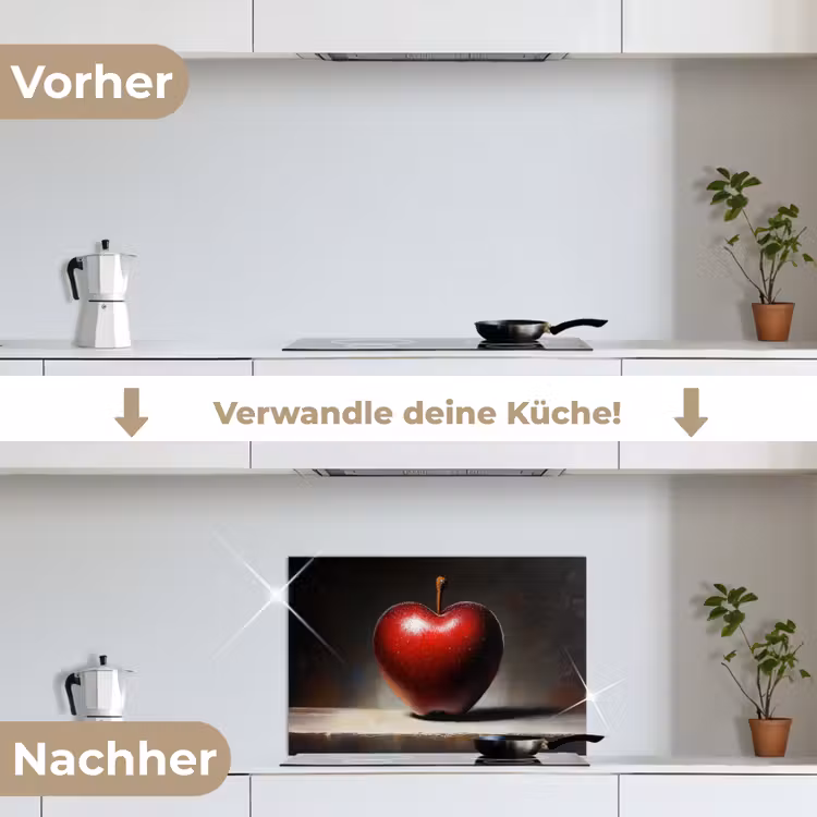 Apple - Hart - Rood keuken achterwand spatscherm klein -voor_na_DE