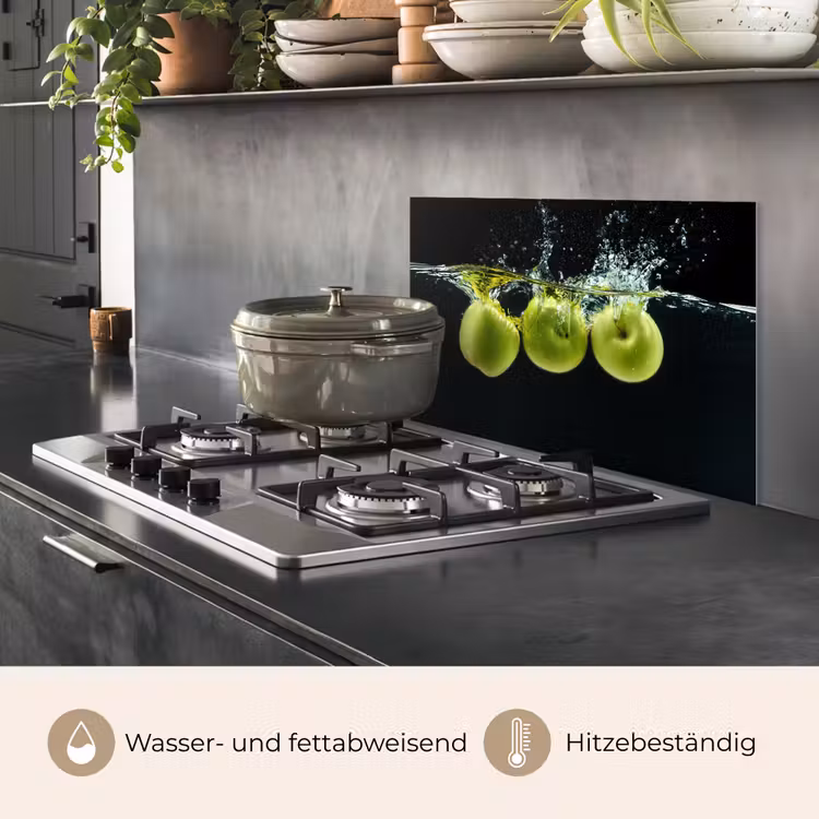Appels - Fruit - Water - Zwart - Groen keuken achterwand spatscherm klein -usp_DE
