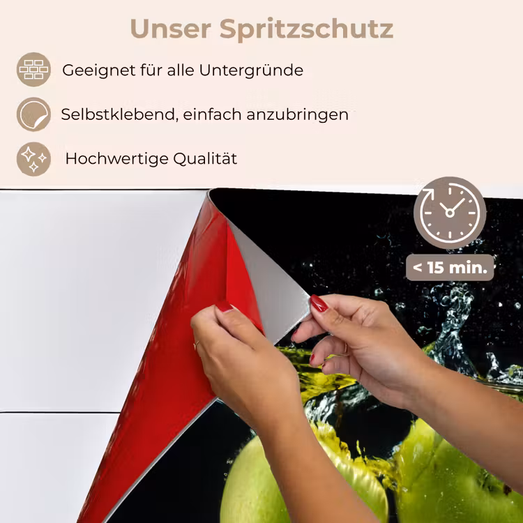Appels - Fruit - Water - Zwart - Groen keuken achterwand spatscherm klein -spatscherm_DE