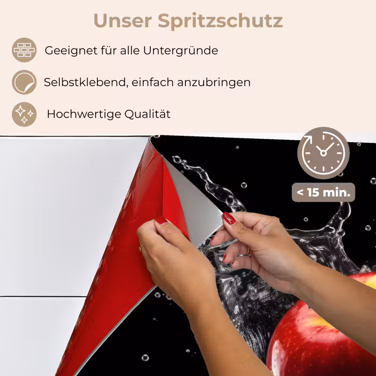 Appel - Rood - Water - Zwart - Fruit keuken achterwand spatscherm klein -spatscherm_DE
