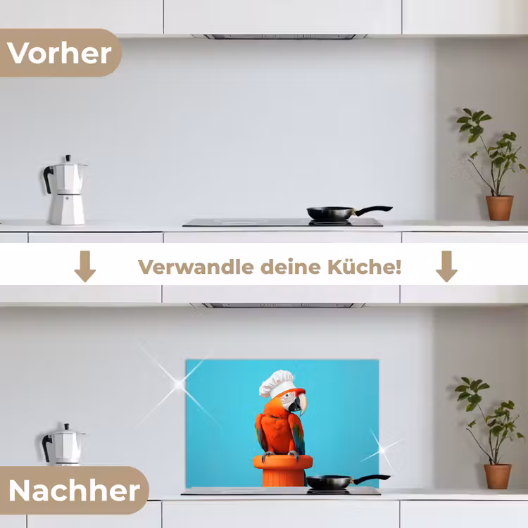 Ara - Koksmuts - Sokkel - Grappig keuken achterwand spatscherm klein -voor_na_DE