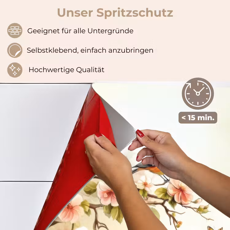 Takken - Bloemen - Vogeltjes - Roze keuken achterwand spatscherm klein -spatscherm_DE