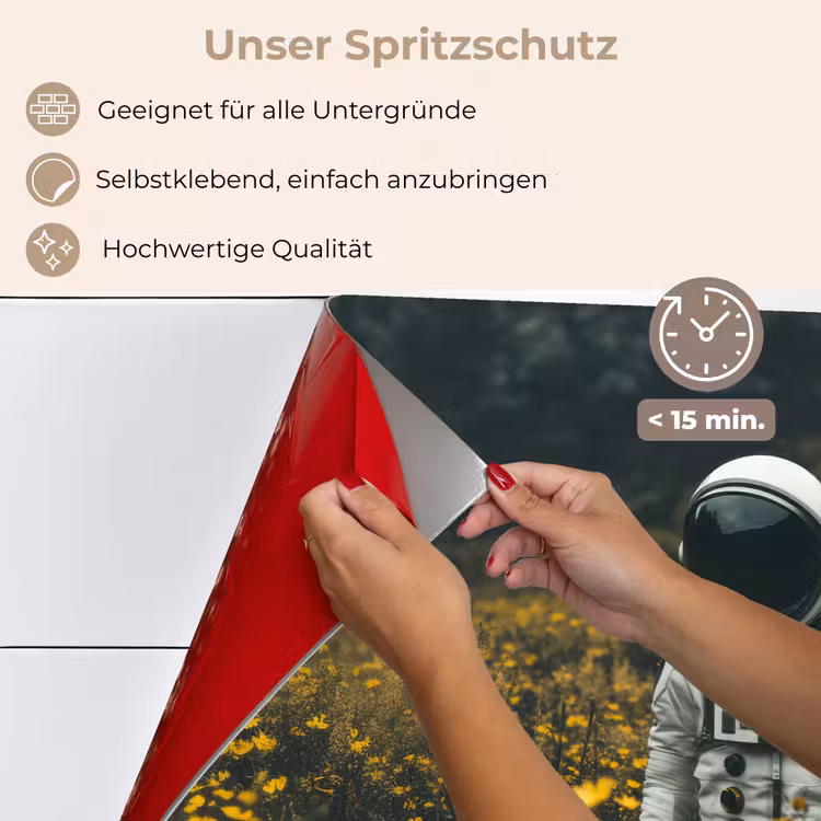 Astronaut - Bloemen - Veld - Geel keuken achterwand spatscherm klein -spatscherm_DE