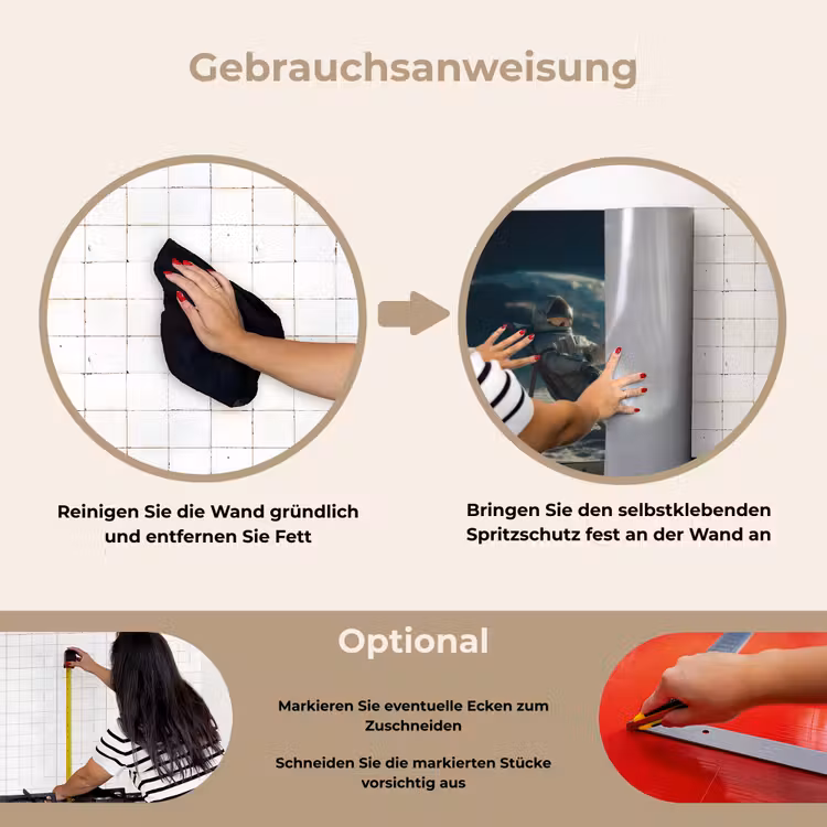 Astronaut - Kat - Glas - Stoel keuken achterwand spatscherm klein -gebruiksaanwijzing_DE