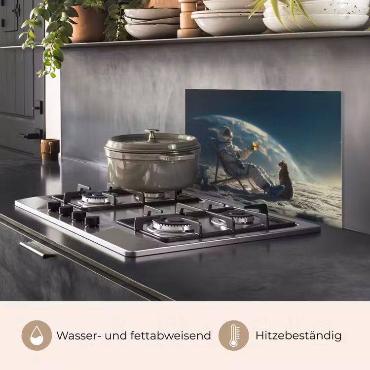 Astronaut - Kat - Glas - Stoel keuken achterwand spatscherm klein -usp_DE