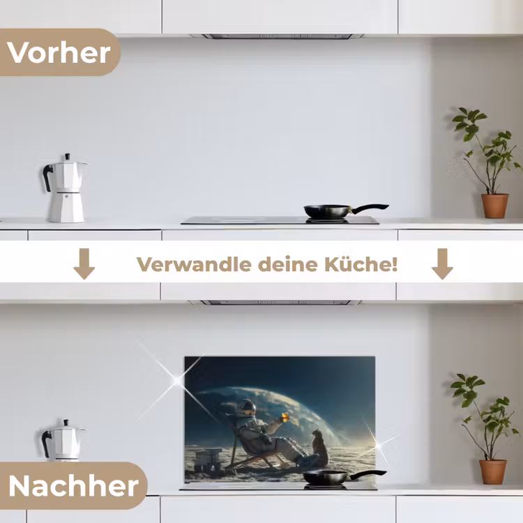 Astronaut - Kat - Glas - Stoel keuken achterwand spatscherm klein -voor_na_DE