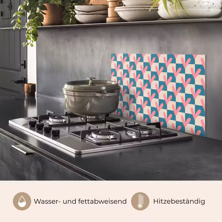 Vlakken - Hartjes - Patroon - Retro keuken achterwand spatscherm klein 900 -usp_DE