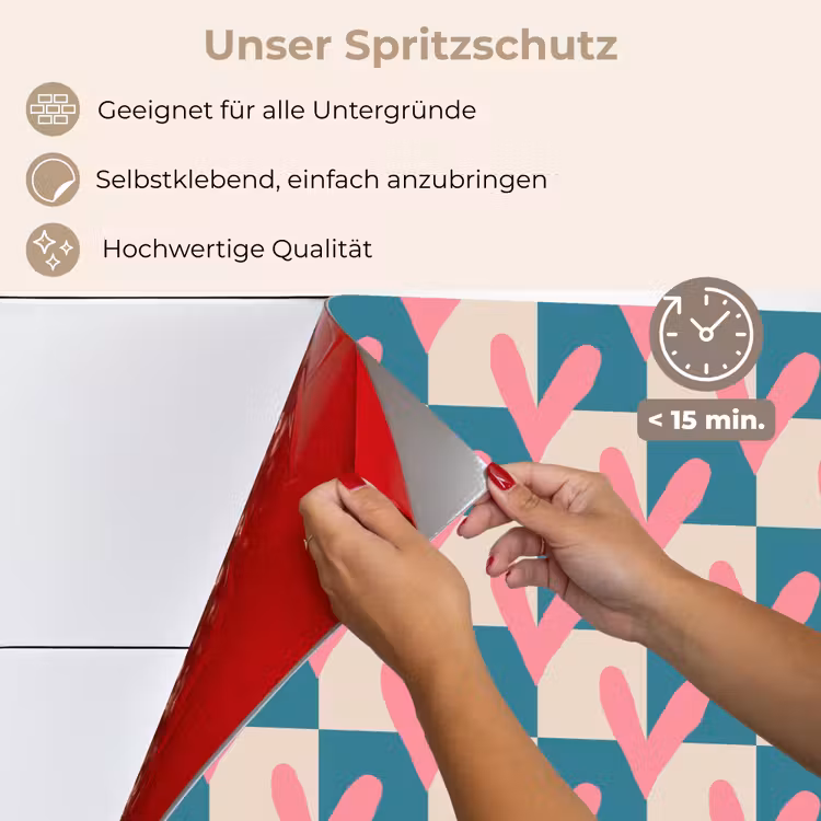 Vlakken - Hartjes - Patroon - Retro keuken achterwand spatscherm klein 900 -spatscherm_DE