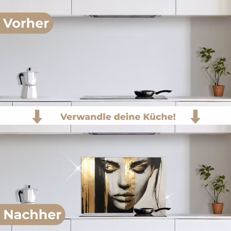 Ogen - Gezicht - Goud - Strepen keuken achterwand spatscherm klein -voor_na_DE