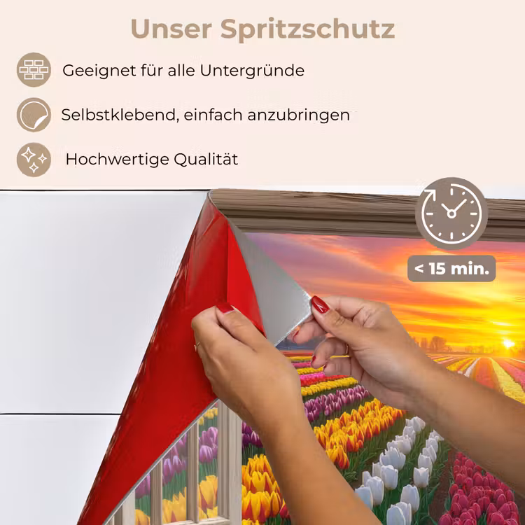Doorkijk - Bloemen - Tulpen - Kleurrijk - Zonsondergang keuken achterwand spatscherm klein -spatscherm_DE