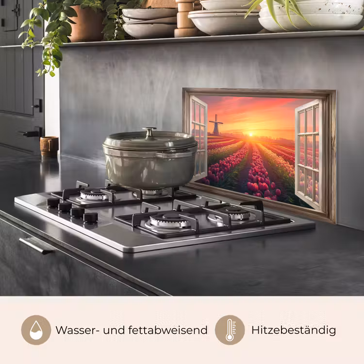 Doorkijk - Tulpen - Zonsondergang - Bloemen - Kleurrijk keuken achterwand spatscherm klein -usp_DE